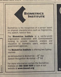 Our 2001 notice in The Australian newspaper